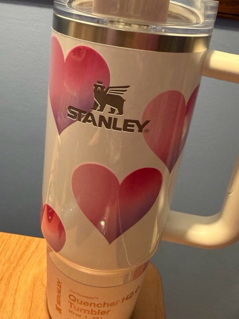 Stanley White Tumbler with Pink Heart Design - Picture 2 of 4